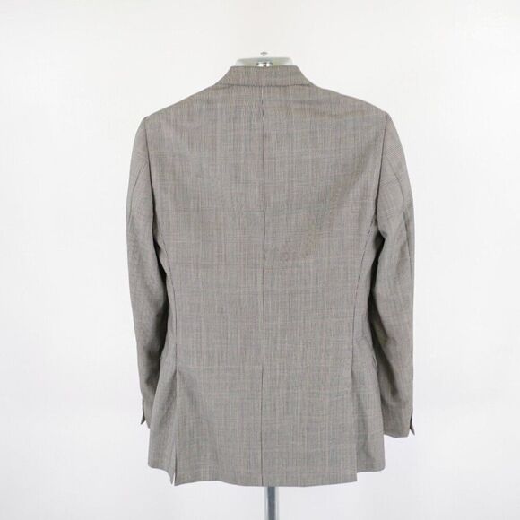 Hart Schaffner Marx Wool Black Tan Glen Plaid Blazer 38R 2 Button W/ Orange Brow - Picture 6 of 14